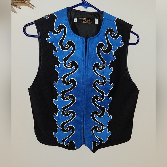 Berry Fit Royal Blue and Black Western Pleasure Studded Show Vest - Picture 1 of 3